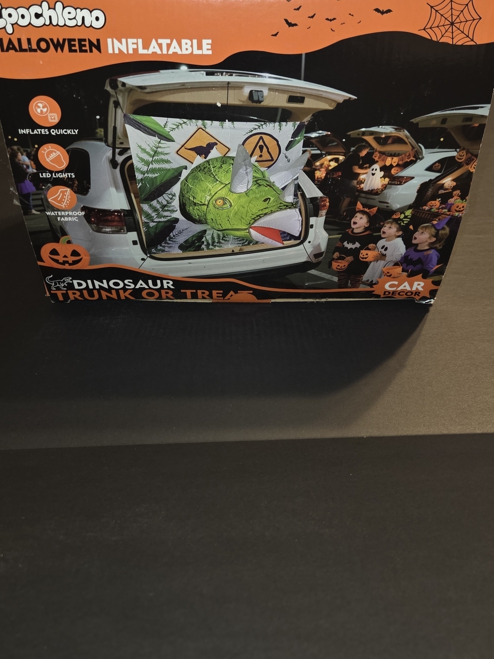 Green Dinosaur Trunk or Treat Halloween Inflatable Car Decor